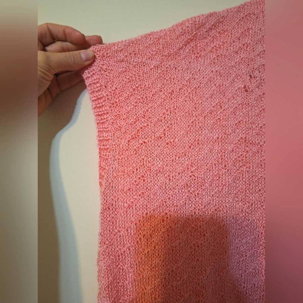 Handmade Pink Knit Sweater Vest Sleeveless Top Relaxed Fit L/XL Cottagecore - Picture 3 of 7
